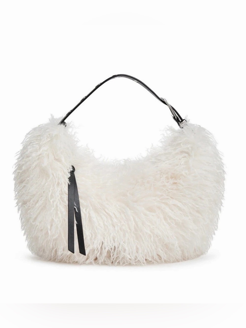 DKNY Ranna Small Hobo Bag Faux Fur White. NWT